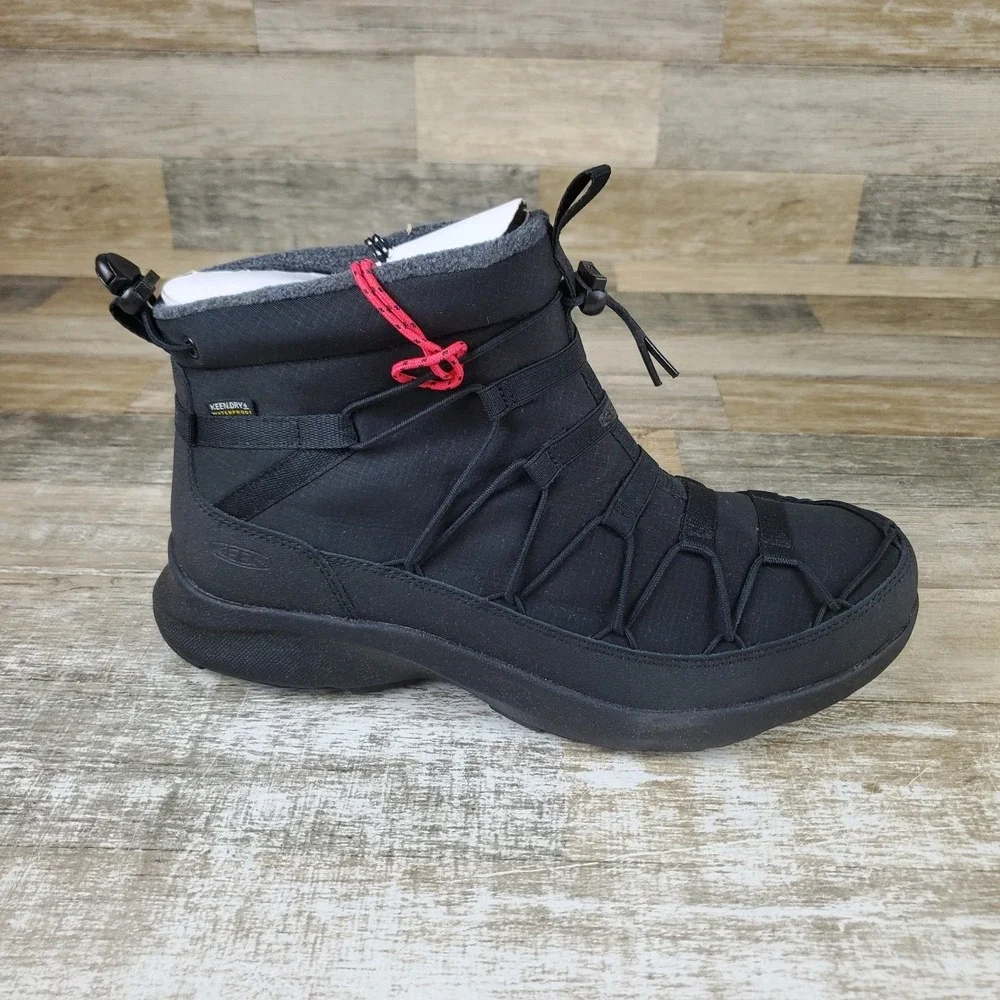 KEEN Uneek SNK Mens Chukka Boots Sz 11.5 Triple Black Mid Top Lace Up Waterproof